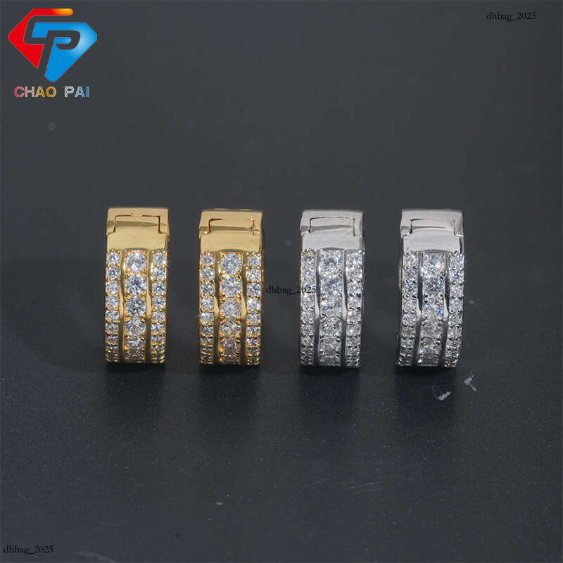 ICED OUT Sier Inlaid Zircon Earrings Unisex Personality Studs Hip Hop Trendy Brand Accessories