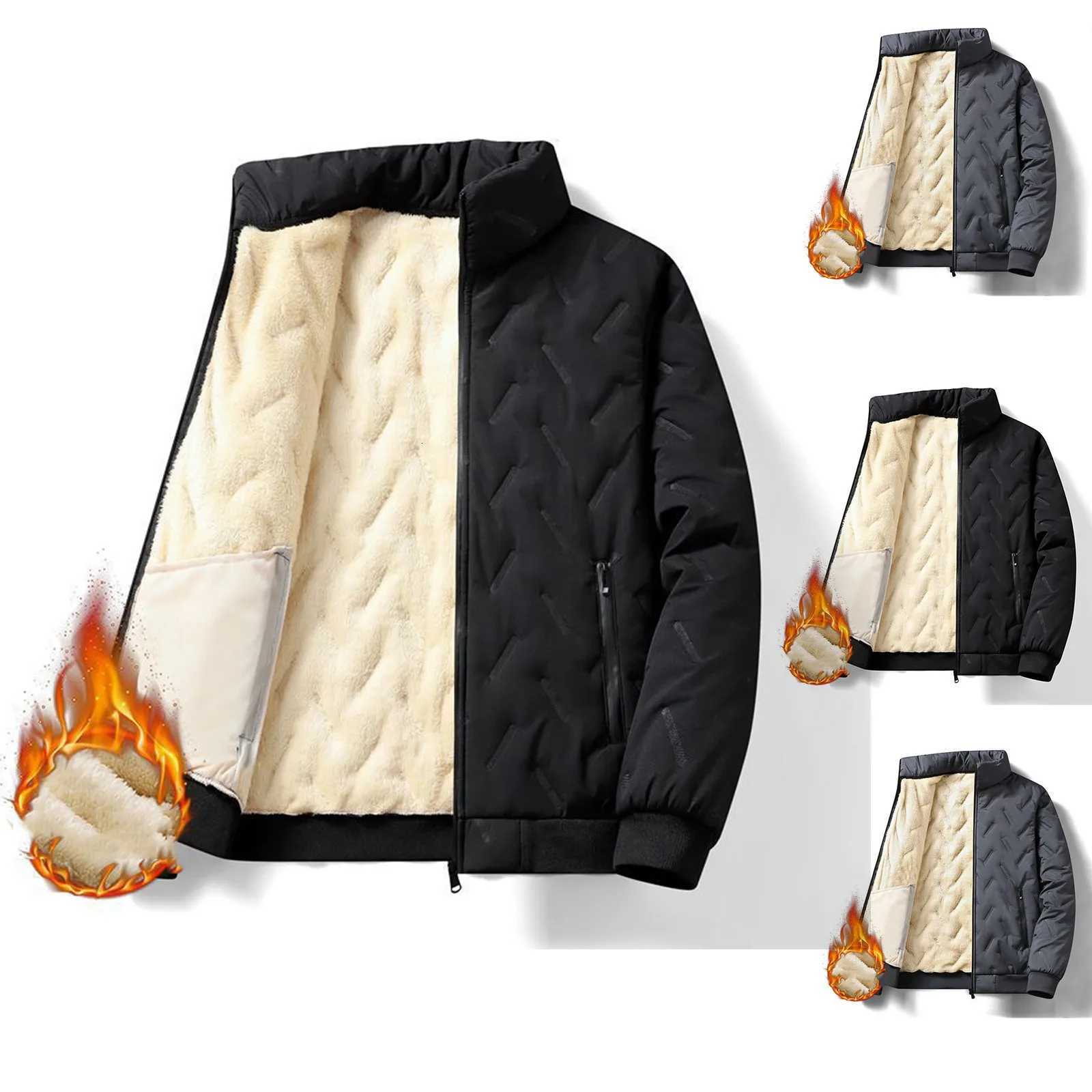 Fashion Lamb Velvet Thickened Cotton Jacket for Men Winter Warm Comfort Cotton Coat Outdoor Casual Windproof Outerwear W250809