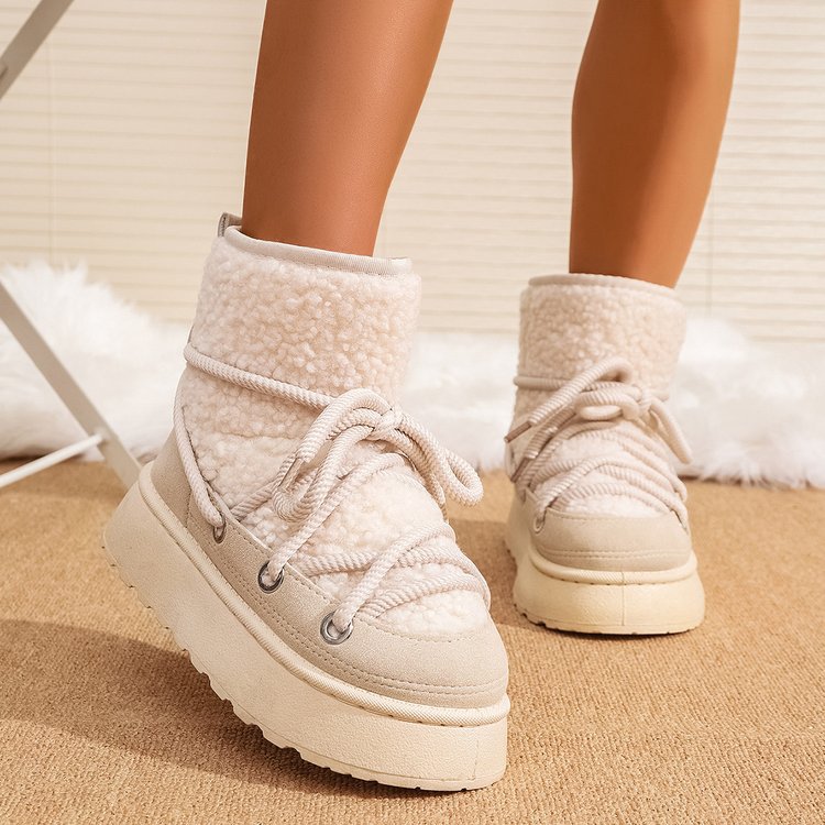 Designer shoes free shipping new Outdoor trainer winter plush thick platform snow boots for women's keep warm fashion short boots black white