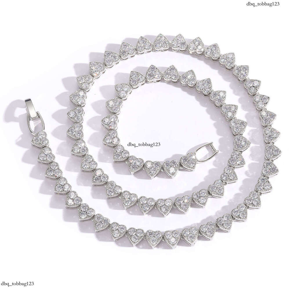 New Moissanite chain 6.5mm Wide Heart Shape Unisex Couple Personality Hip Hop Necklace