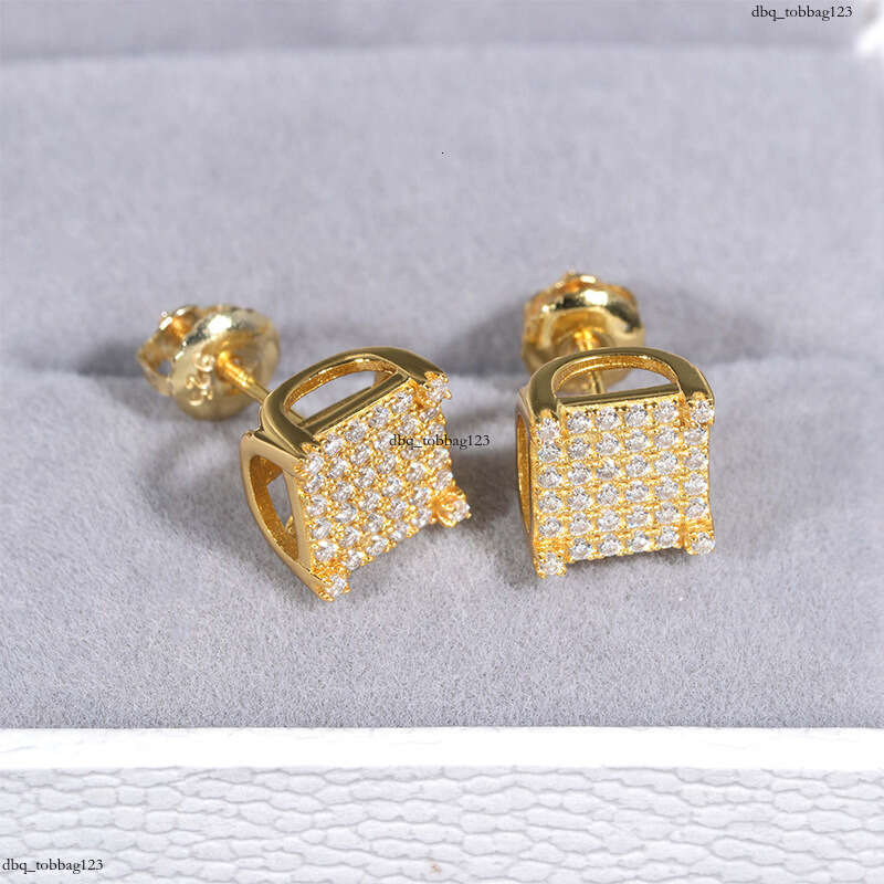 ICED OUT New Sier Inlaid Moissanite Earrings Hip Hop Ear Jewelry