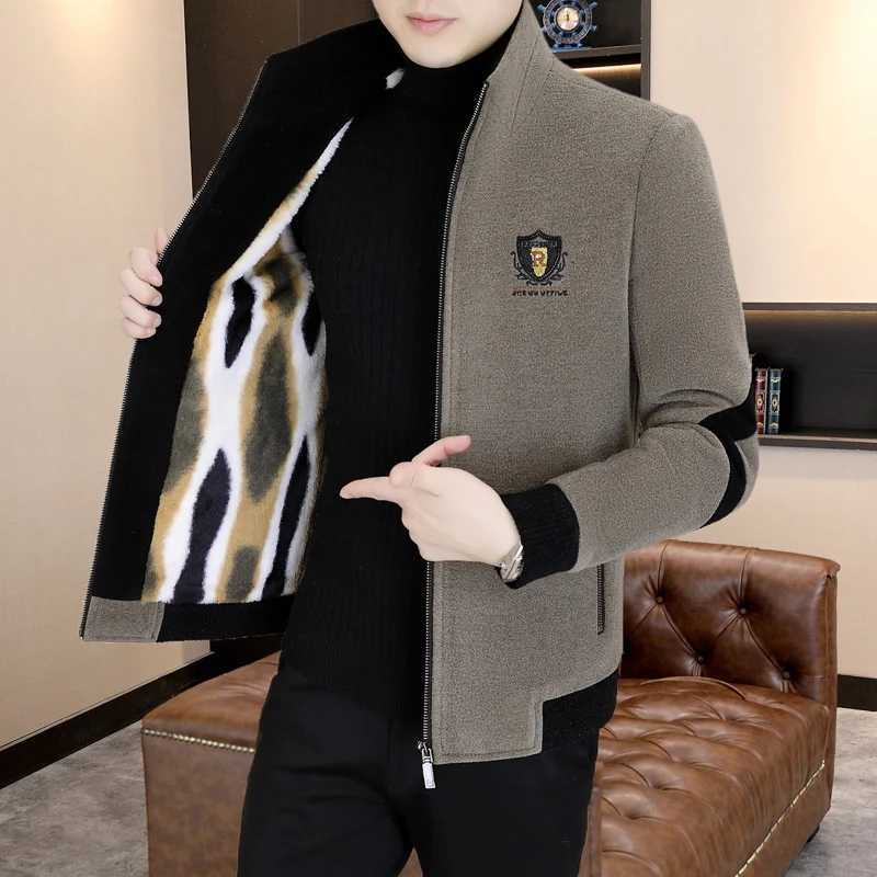 Winter Mens Woolen Jacket Splicing Stand Up Collar Wool Blends Coats Thick Warm Casual Business Social Windbreaker Overcoat XJ250809