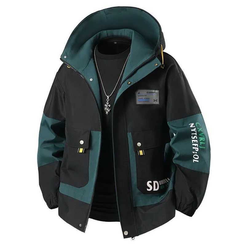 Autumn and Spring New Fashion Trend Sports Hooded Workwear Jacket Mens Casual Loose Comfortable Windproof Plus Size Coat W250809