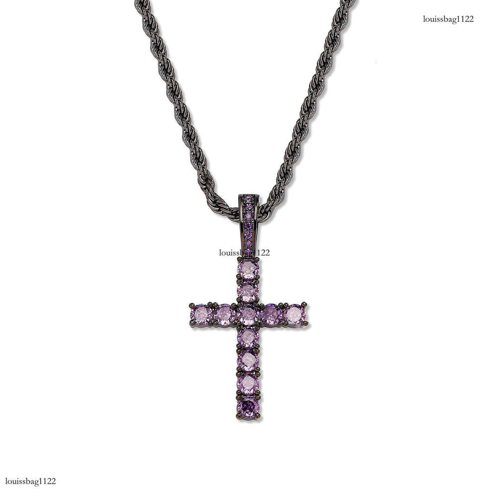 Hip Hop Cross Full Color Moissanite chain Pendant Fashion Personality Trendy Unisex Versatile Necklace Jewelry