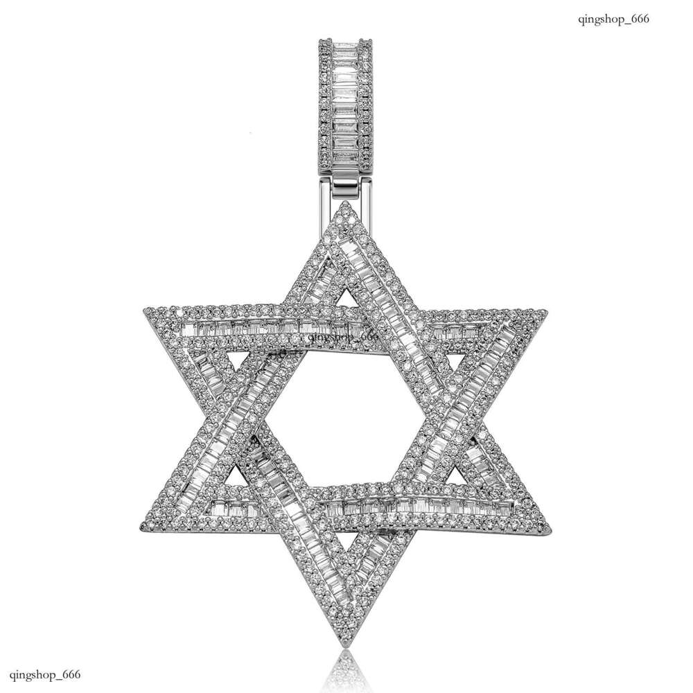 Ti Square Moissanite chain Hexagram Starry Sky Star of David Unisex Versatile Necklace Pendant