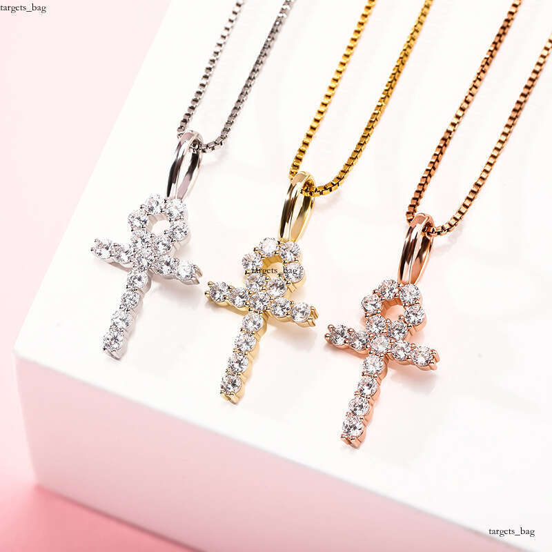 Iced Out VVS Angel Cross Pendant Micro Paved Moissanite chain Women Hip Hop Versatile Necklace