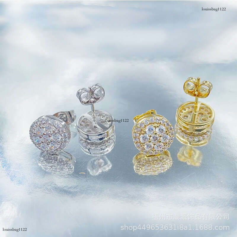 Hip Hop Round Zircon Hiphop Trendy Full Dia Electroplated Earrings New Ear Jewelry 111