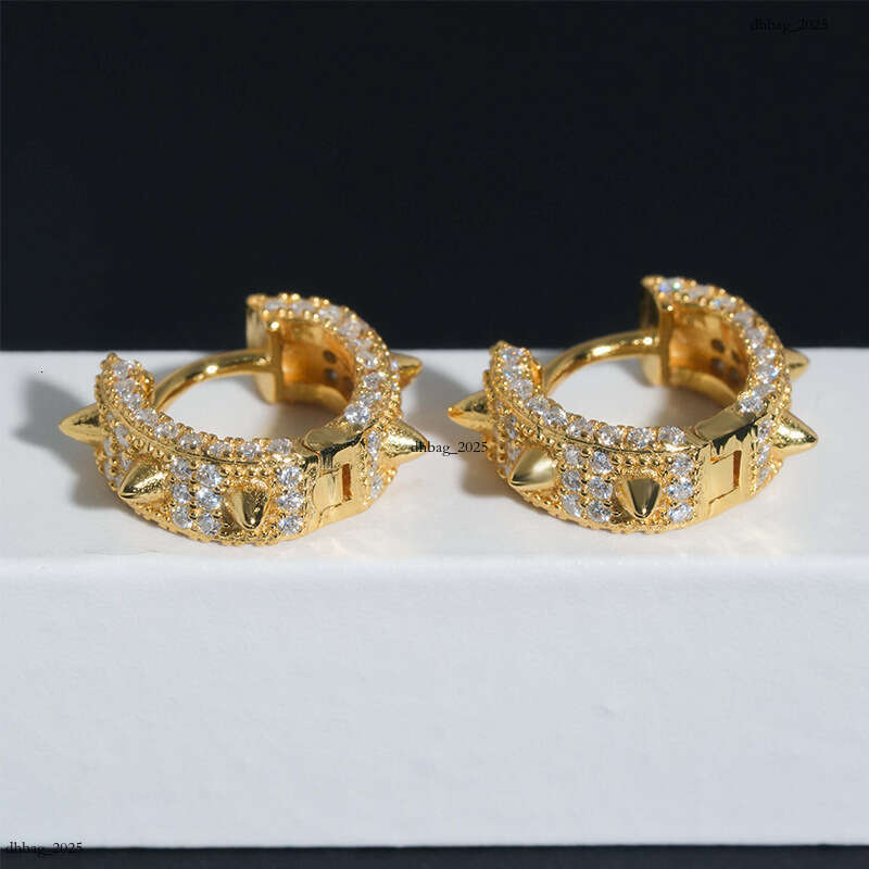 Hip Hop Sier Moissanite Stud Geometric Shape Unisex Earrings