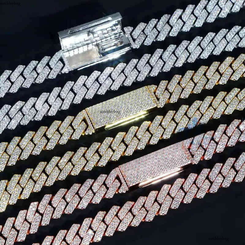 S Prong Chain 6mm -18mm Moissanite Cuban Link Chains 12mm Iced Out Vvs Dias Necklace Sier