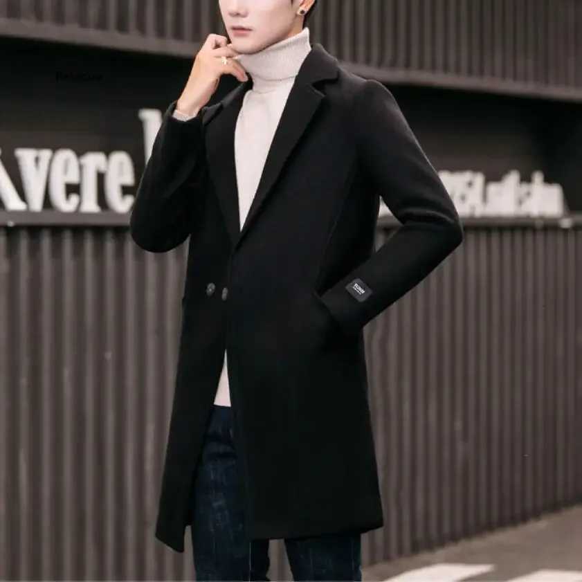 Fashion Men Wool Blends Mens Casual Business Trench Coat Mens Leisure Overcoat Male Punk Style Blends Dust Coats Jackets XJ250809