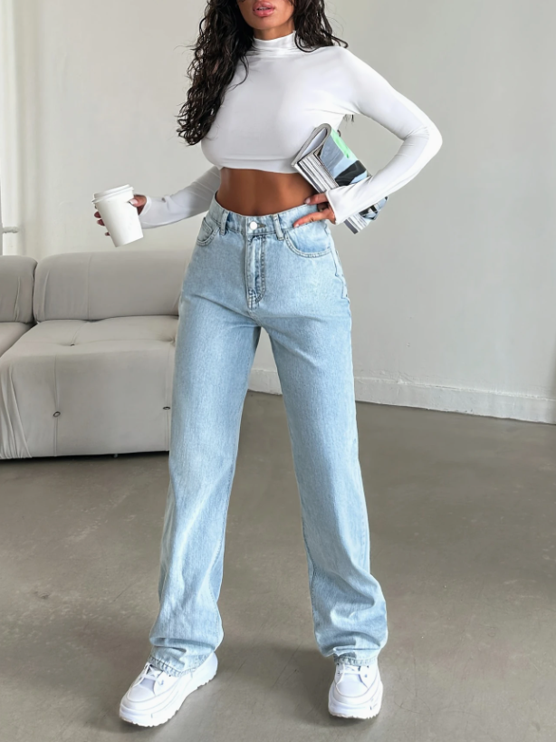 jeans Fashionable Ladies' Striped Panty Jeans Featuring Elastic Waistband Comfort