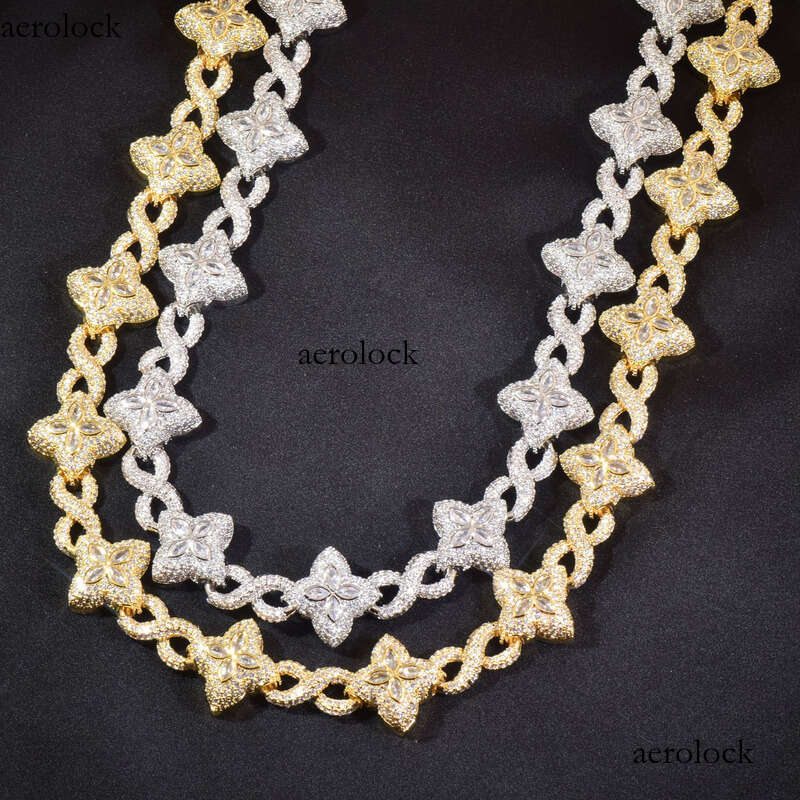 Hip Hop Four-Leaf Clover Figure-Eight Cuban Chain Moissanite chain Men's Necklace High-End Versatile Bracelet Trendy Accessory
