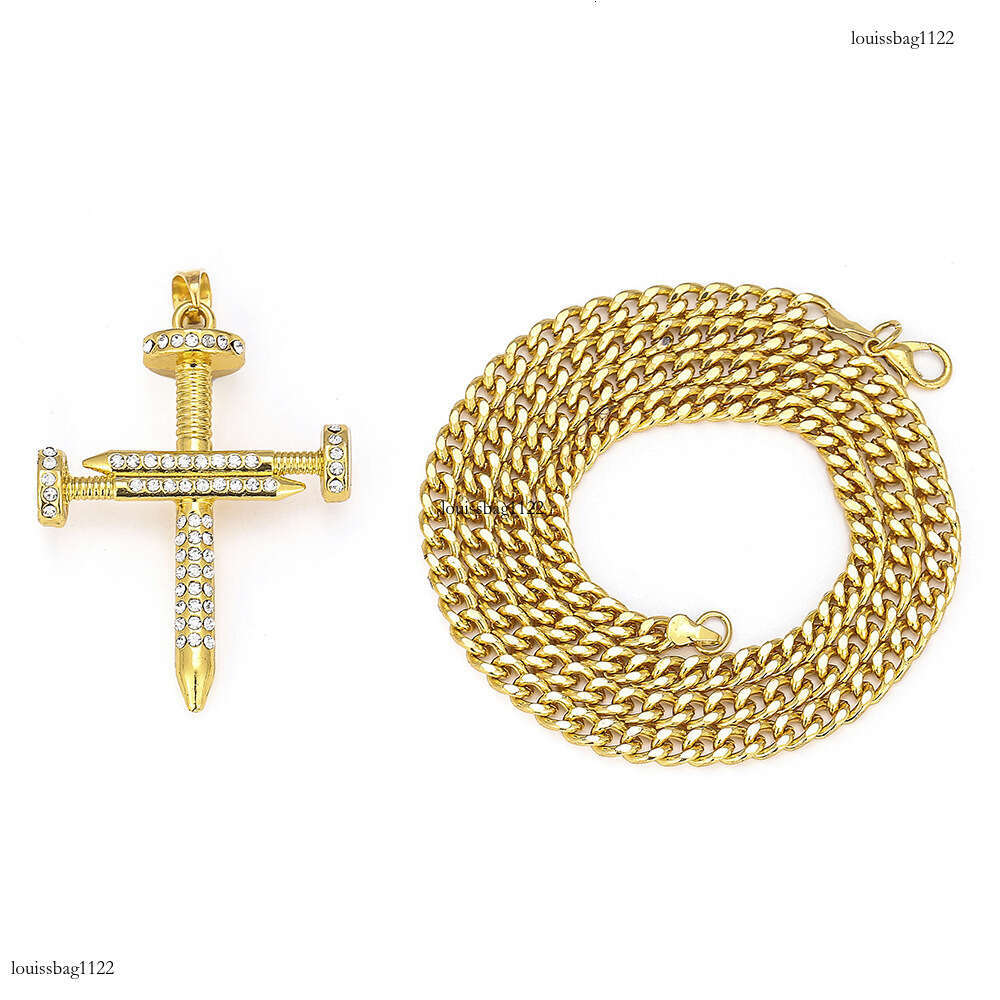 Cross Hip Hop Full Dia Nail Pendant Street Dance Men's Trendy Necklace