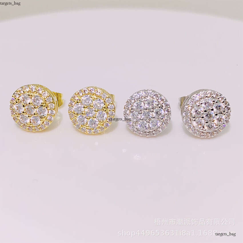 Hip Hop Round Zircon Hiphop Trendy Full Dia Electroplated Earrings New Ear Jewelry 111