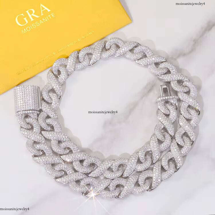 High Quality Infinite Dia Necklace GRA Moissanite 13mm Sterling Sier Cuban Link Chain for Mens Ladies