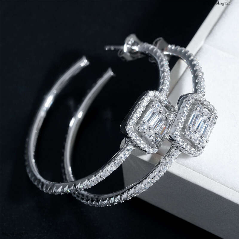 ICED OUTins Minimalist Hollow Cubic Zirconia Earrings Elegant Simple Sier Jewelry