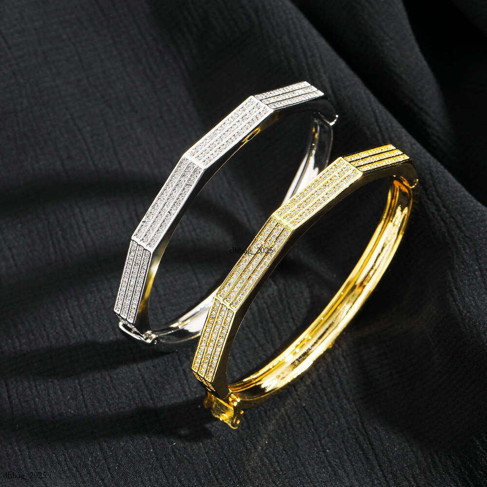 New Geometric Simple Three-Row Zircon Bracelet for Women Trendy Personality Hip-Hop Accessories