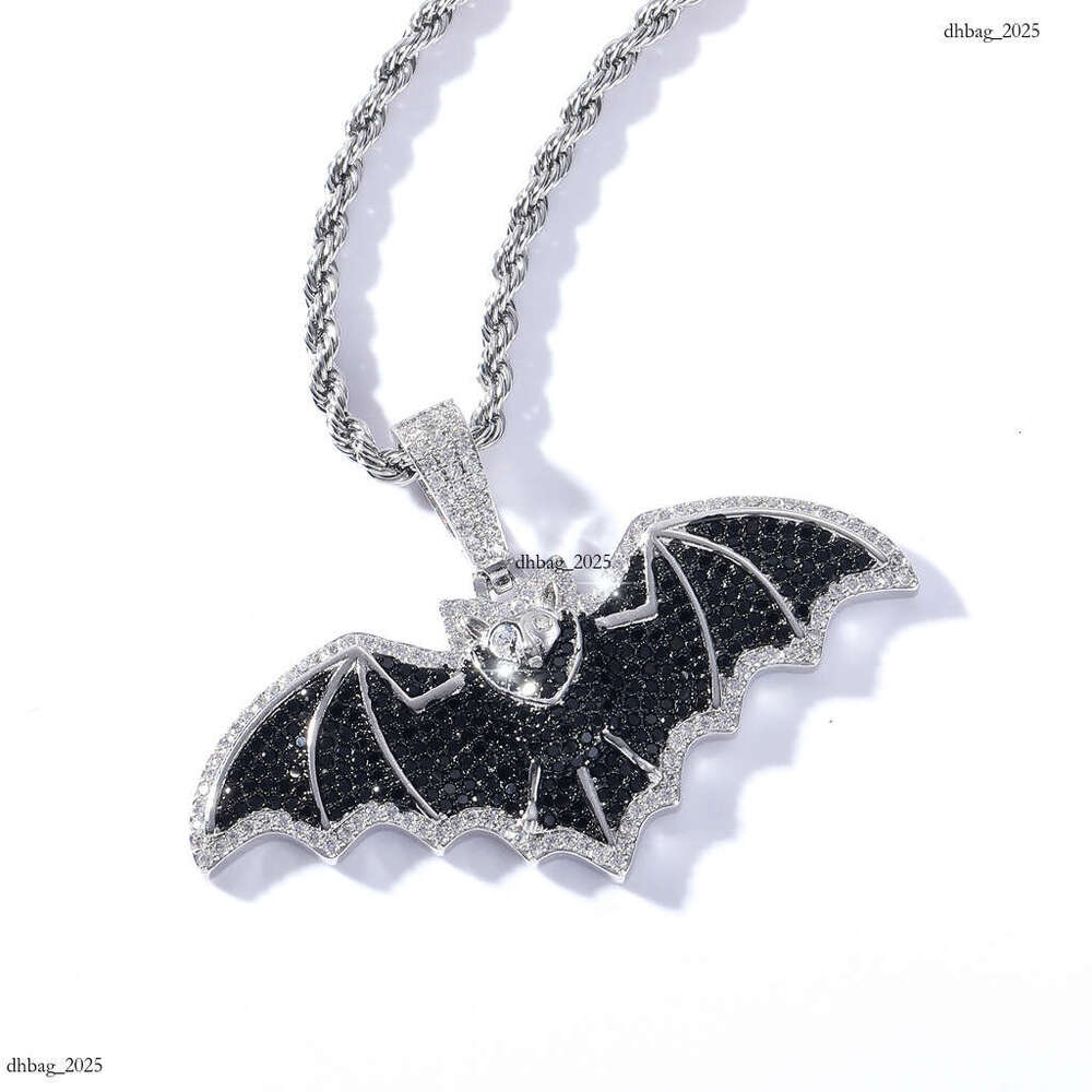 New Bat Pendant Micro Paved Black Moissanite chain Personality Trendy Hip Hop Unisex Accessories