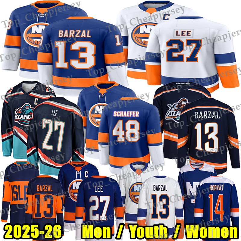 #13 Mathew Barzal ny hockey islanderses jersey #48 Matthew Schaefer Bo Horvat Mike Bossy Alex Romanov Simon Holmstrom Varlamov Cizikas Ilya Sorokin je