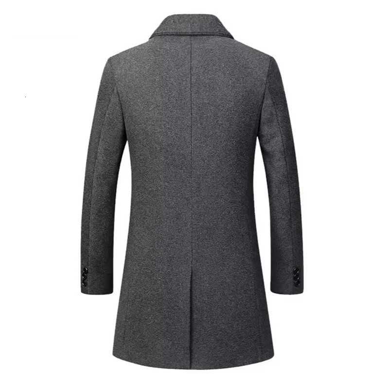 Autumn Winter Mens Wool Jackets Mens Long Windbreaker Trench Coats Man Solid Color Turn-Down Collar Business Jackets Clothing XJ250809