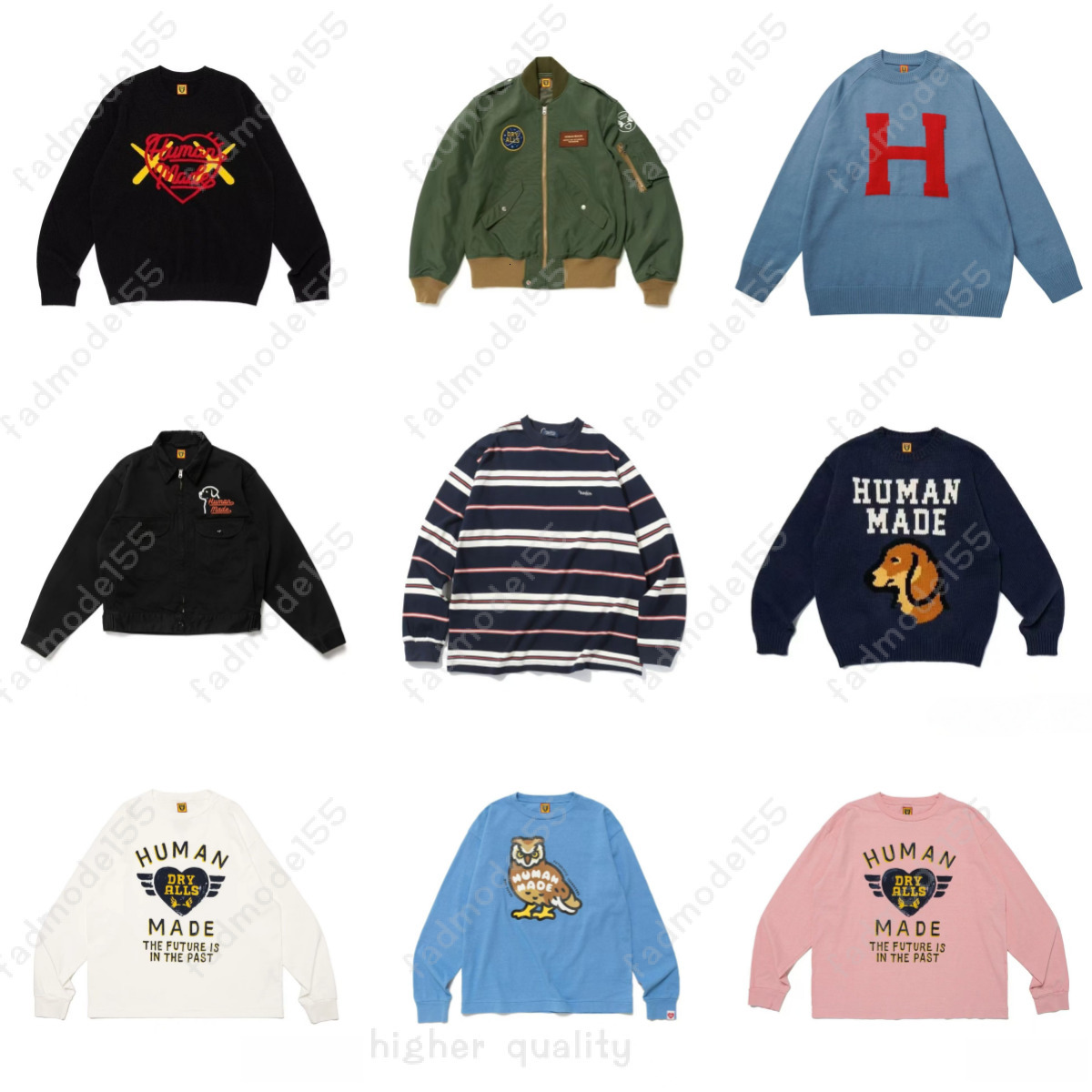 Top quality Designer humanmade knit sweater trendy brand cartoon embroidery long-sleeved autumn and winter loose-fitting casual hoodie for men womens jacket fe