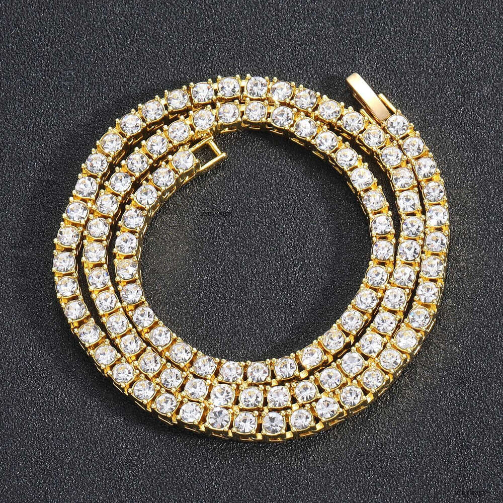3mm 4mm 5mm 6mm Alloy Rhinestone Row Tennis Chain Personality Hip Hop Necklace
