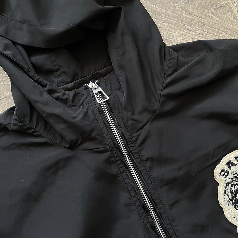 SAINT VANITY Embroidered willow nail sports style casual trench coat 250805