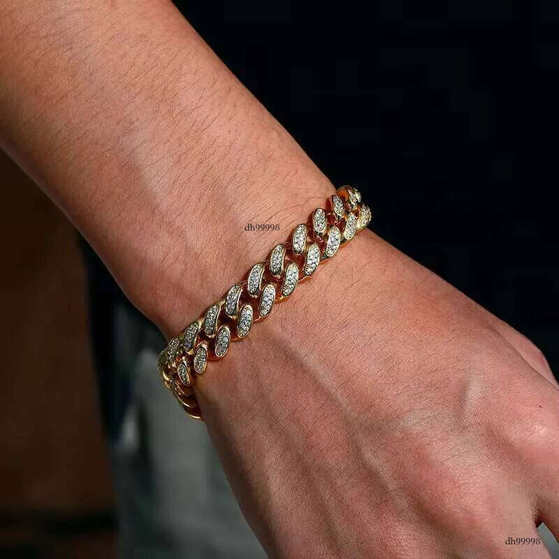 12MM Width Sterling Sier Iced Out VVS Moissanite with GRA Certification Cuban Link Bracelet Hiphop Jewelry for Men Women