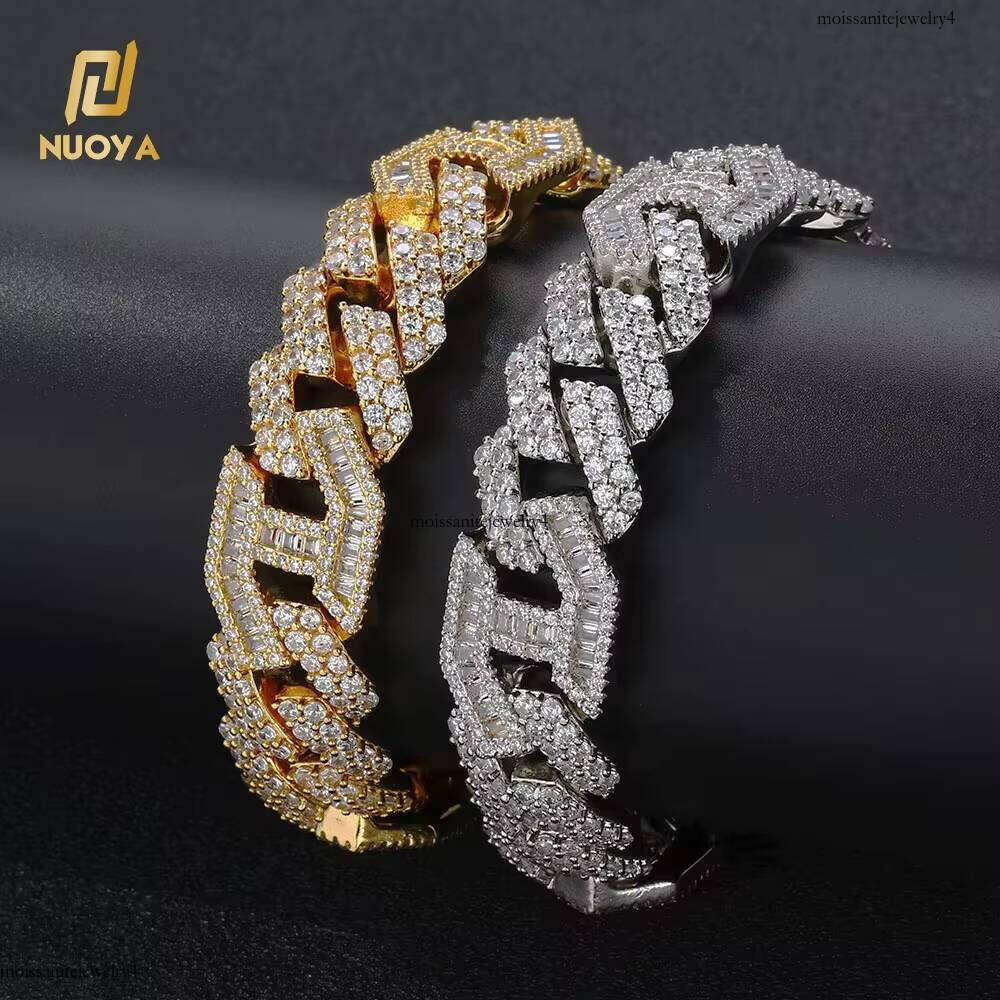 NUOYA Gold Plated Men's Bling CZ Stone Hip Hop Jewelry Full Dia Cuban Chain Bracelet