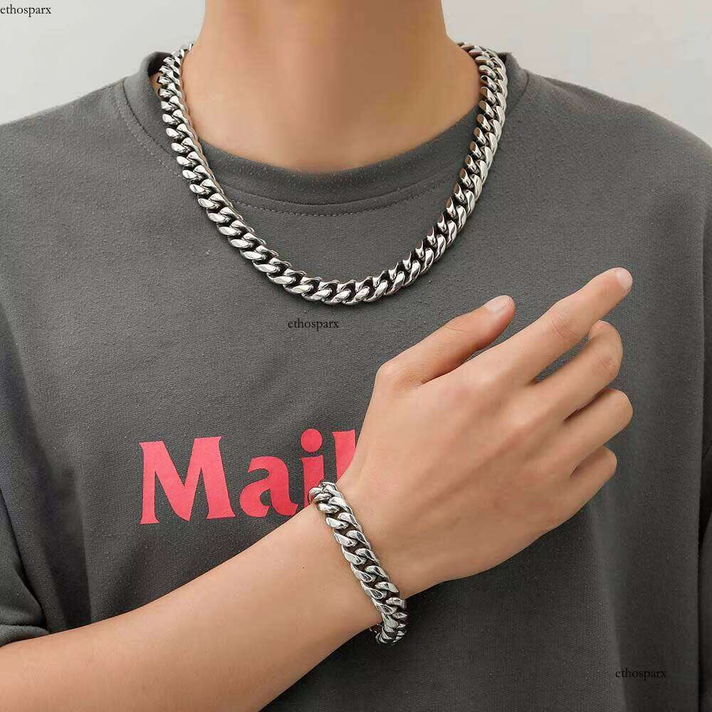 Hip Hop 8MM Mens Miami Stainless Steel Chain Iced Out Gold Plated Cuban Necklace