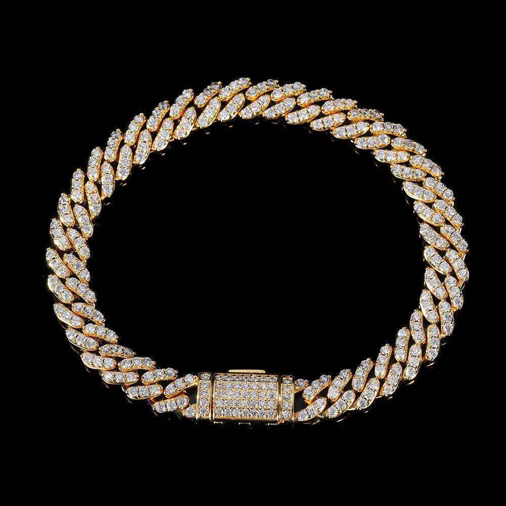 Hip Hop Jewelry 8mm Iced Out Men Dia Bracelet Single Row 3A Zircon Sier Plated Cuban Link Chain