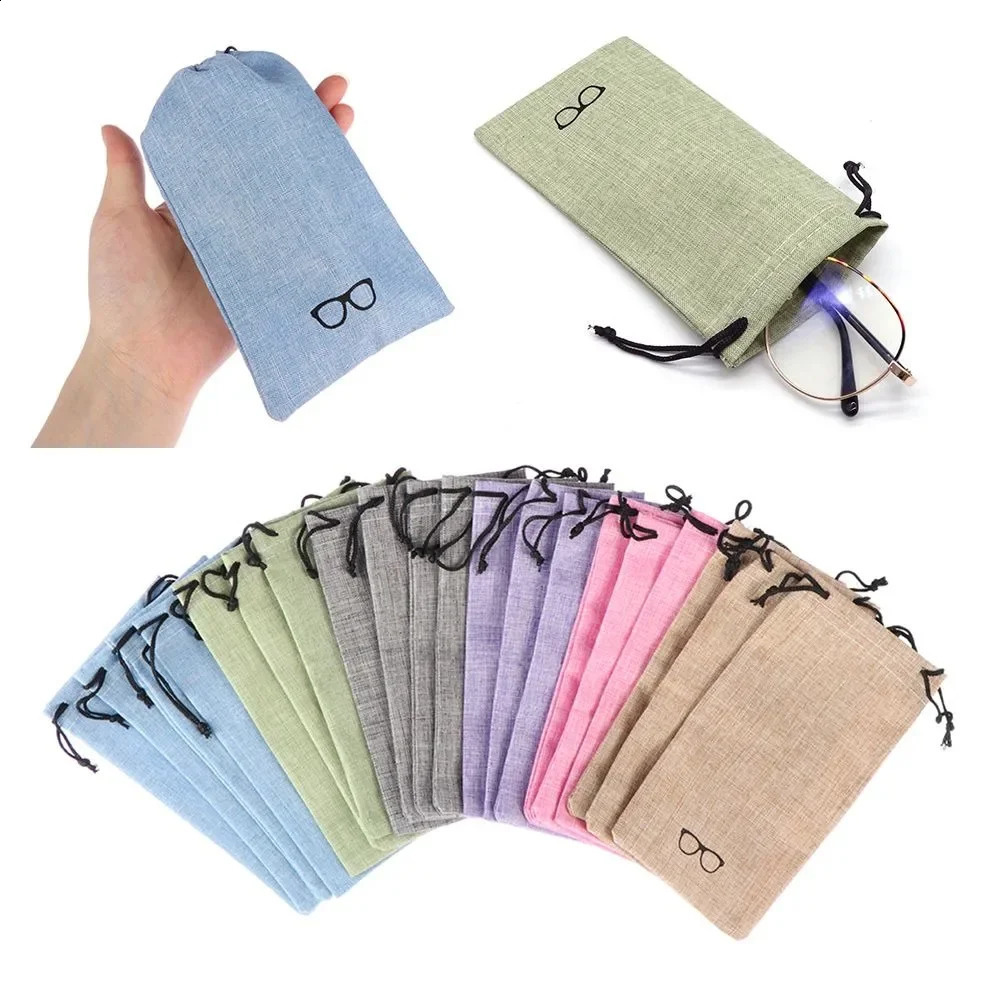 51020Pcs Portable Linen Fabric Pouch For Sunglasses Bag MultiFunctional Eyeglasses Case Optical Glasses Lanyard Cloth Bags 250801