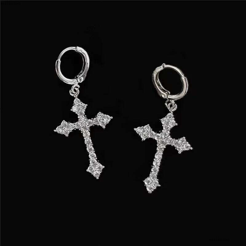 2024 Ins Top Sell Wedding Jewelry Sets Simple Fashion Sterling Sier Round White Lab Moissanite Dia Party Cross Pendant Dangle Earrings Clavicle Neckla