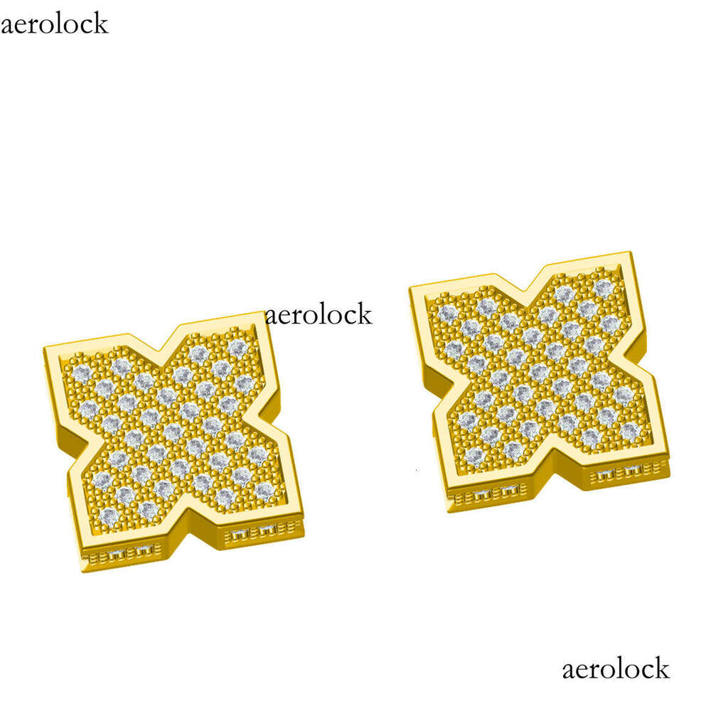 Tingjie Hip-Hop Jewelry Zircon Classic Lucky Four-Leaf Clover Square Simple Style Women's Earrings