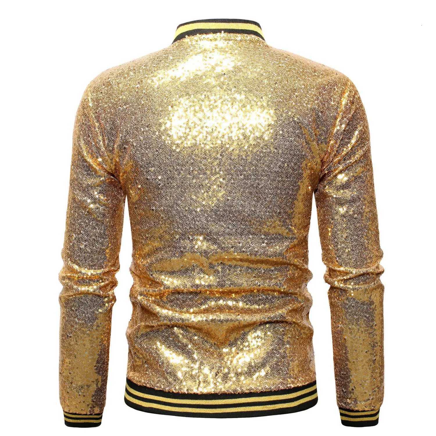 Multi Colors Mens Loose Sequin Decoration Dance Jacket with Zipper Cardigan Jacket Casual Streetwear Jacket W250809