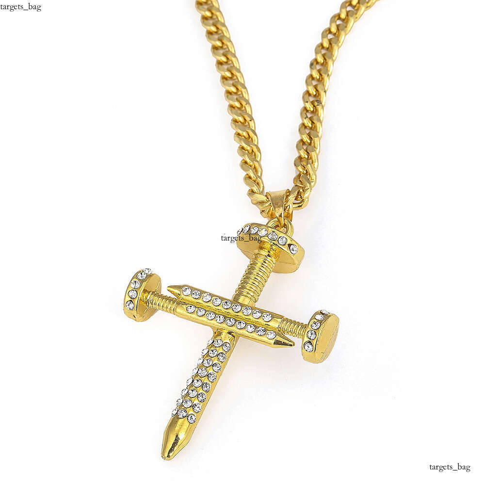 Cross Hip Hop Full Dia Nail Pendant Street Dance Men's Trendy Necklace