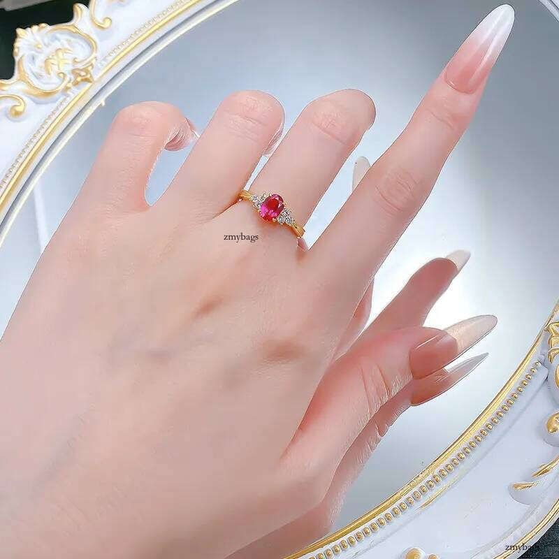 Choucong Vintage Fashion Jewelry Genuine 100% Sterling Sier Oval Cut Red Garnet Lab Moissanite Dia Party Eternity Women Wedding Bridal Ring Gift