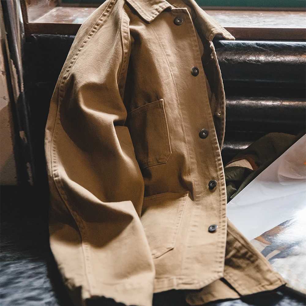 Maden Heavyweight Twill Fabric Four-Pocket Chore Coat for Men Khaki Color Turn-Down Collar Utility Jacket Male Autumn Jackets W250809