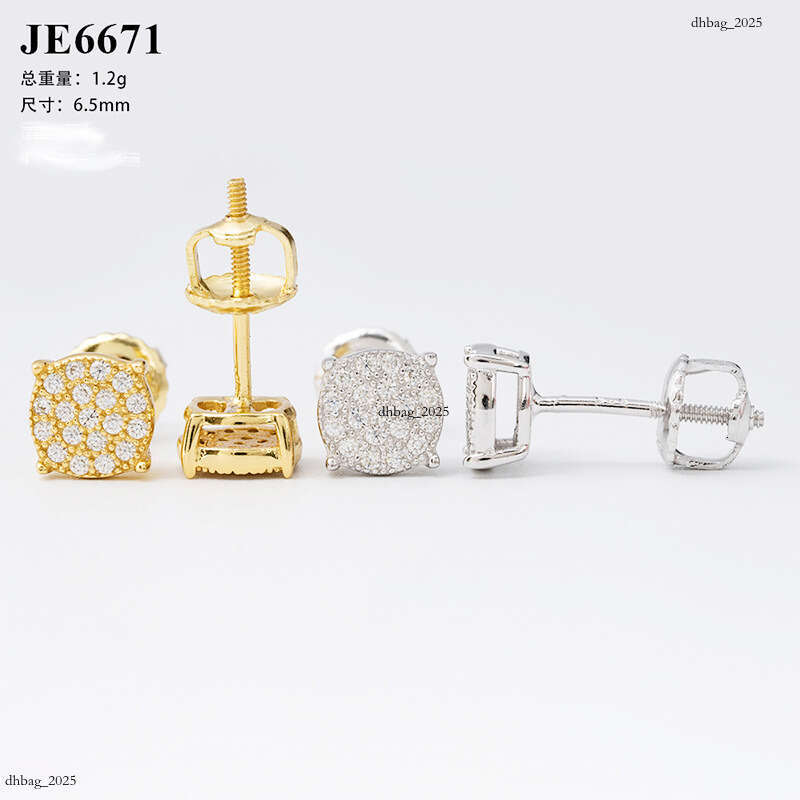 ICED OUT Hip Hop Sier Moissanite Hiphop Trendy Full Dia Electroplated Earrings