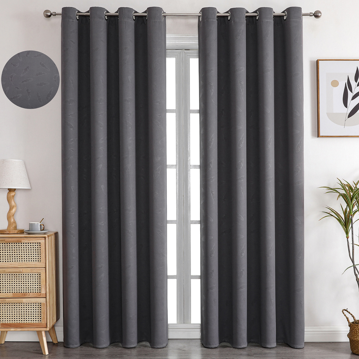YL-36869 thick double-sided linen blackout curtain project hotel school sound insulation heat insulation blackout cotton linen curtain finished produc