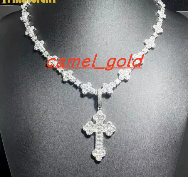 925 Sterling Silver Mens Cross Pendant with 3.00 Ct Round Cut Natural Moissanite Pendants Charms