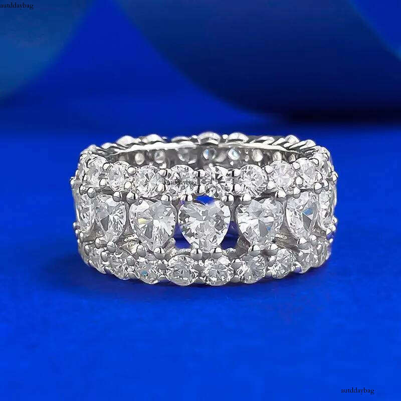 Choucong Brand Sparkling Top Sell Wedding Rings Gorgeous Jewelry Full Stack Heart Shape White Lab Moissanite Dia Eternity Women Lover Ring Gift