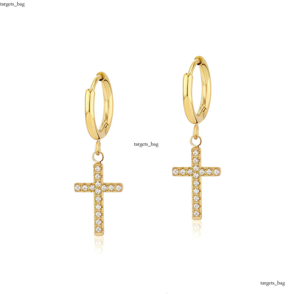 Fashion Sterling Silver Zircon Cross Simple Personality Drop Earrings for Men and Women