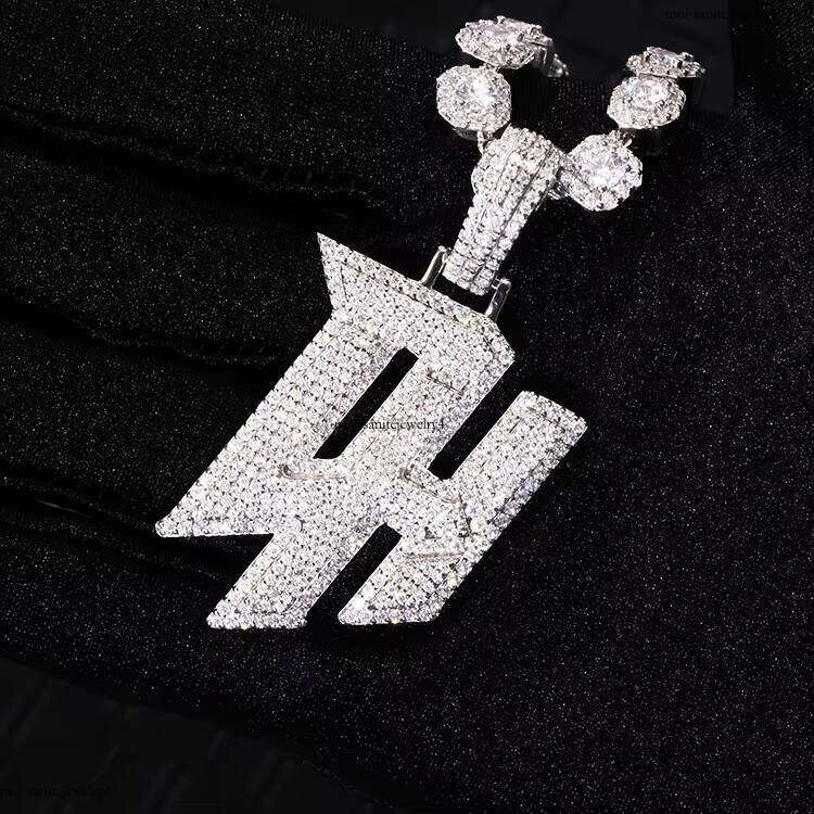Custom Moissanite Passes Dia Tester Letter Vvs Hiphop Jewelry Sier Name Chain Iced Out Pendant Necklace Men