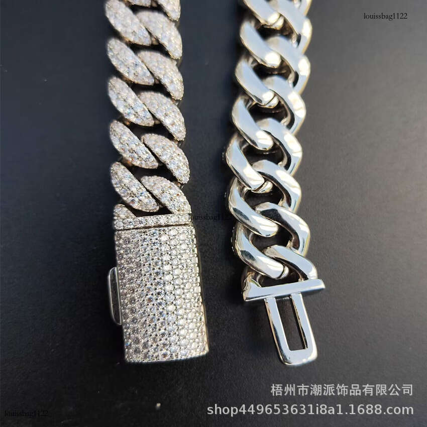 12mm Full Dia Cuban Necklace for Men Fashionable Versatile Moissanite chain Inlaid Hot Selling Factory 111