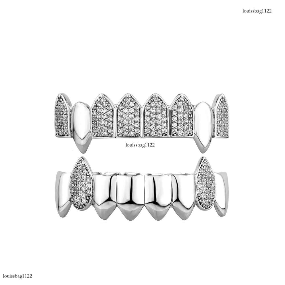 Full Dia Mixed Vampire Fangs Trendy Cool Men Halloween Decoration Fake Teeth Gold Braces Personality Accessories