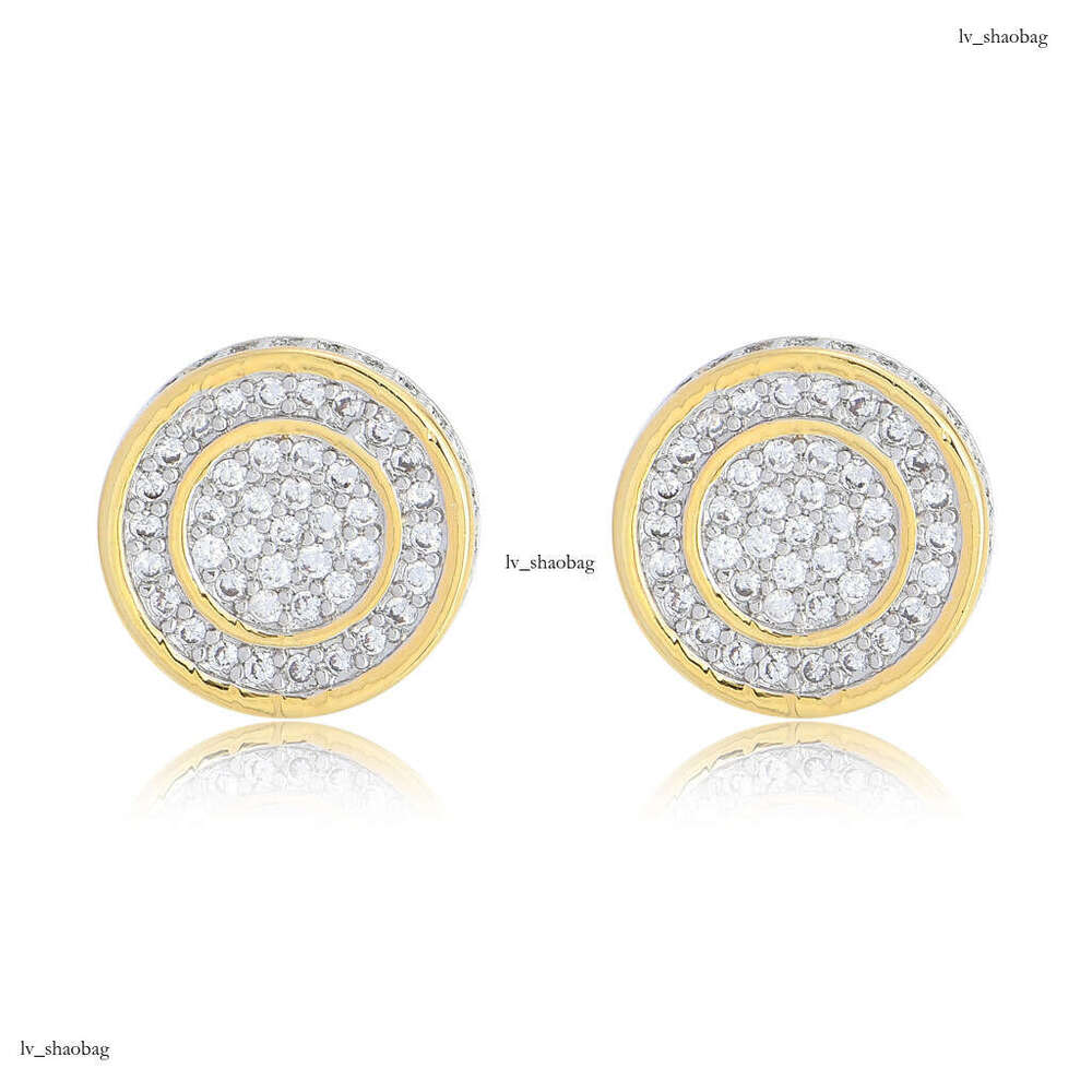 New Style Iced Out VVS Needle Round Men's Earrings Full Zircon Hip-Hop Trendy Jewelry