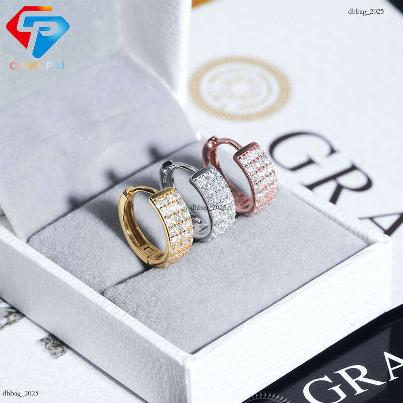 ICED OUT New Sier Moissanite D Color Unisex Fashion Simple Hoop Earrings