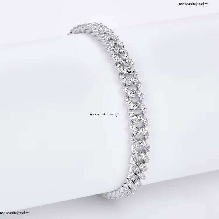 Pass Dia Tester 6mm Cuban Chain Bracelet for Men Iced Out Sier Plated Gold Vvs Moissanite Bracelets