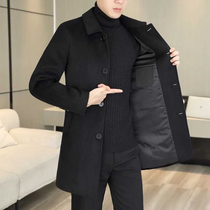 High Quality Fashion Single Sided Coat for Autumn/Winter 2025 New 50% Wool Mens Single Breasted Medium Long Wool Coat M-4XL XJ250809